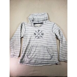 US Vintage Sweater Womens Medium M Heather Gray Hooded Cotton Blend Long Sleeve
